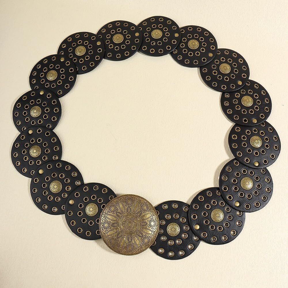 4848 Wide Vintage Pu-leather Western-disc-concho-belt For Women- Boho - Picture 8 of 8
